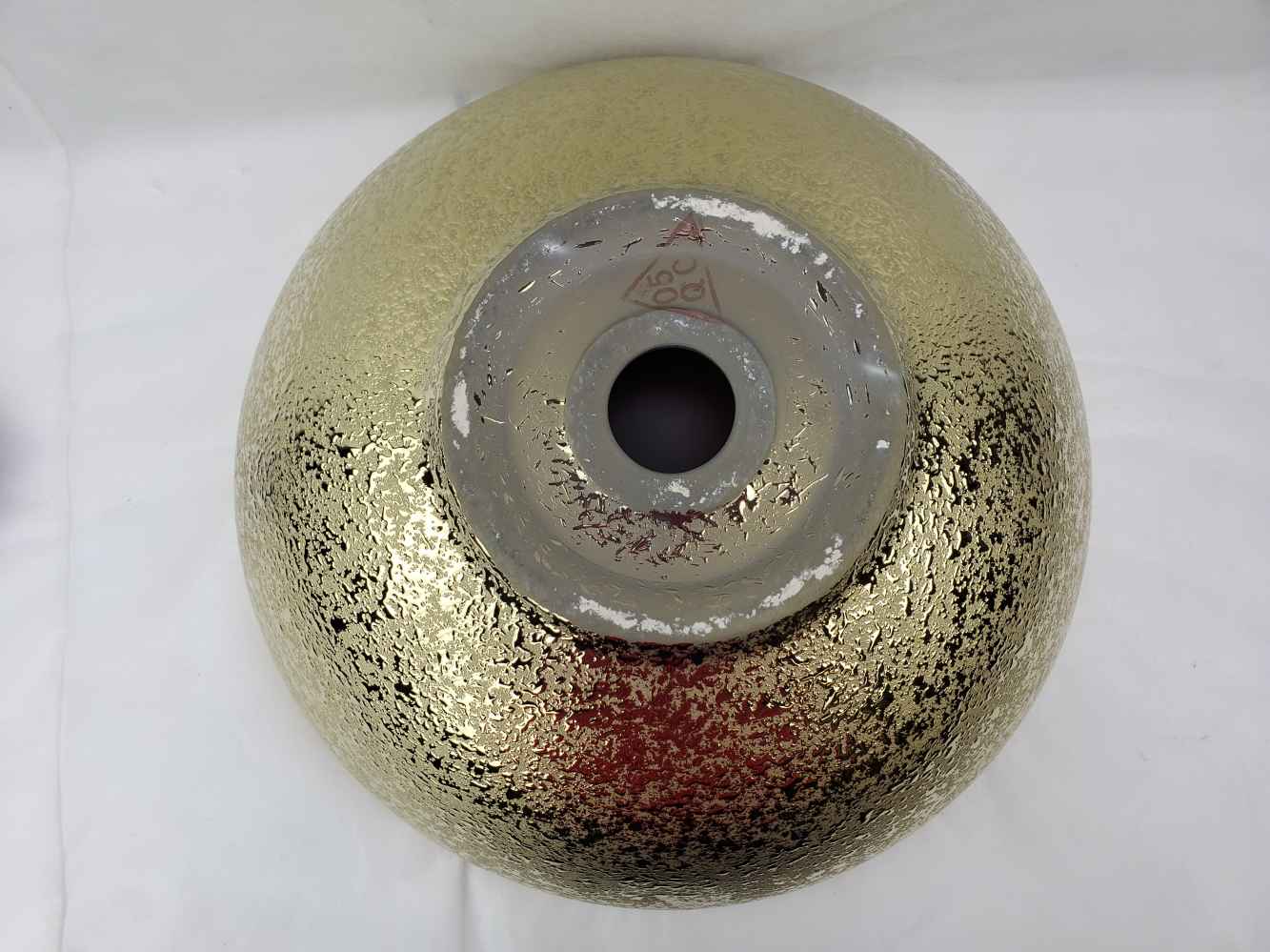 16.34-in. x 16.34-in. Round Bathroom Vessel Sink Gold Enamel Glaze