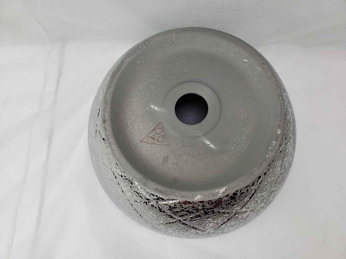 14.09-in. x 14.09-in. Round Bathroom Vessel Sink Silver Enamel Glaze