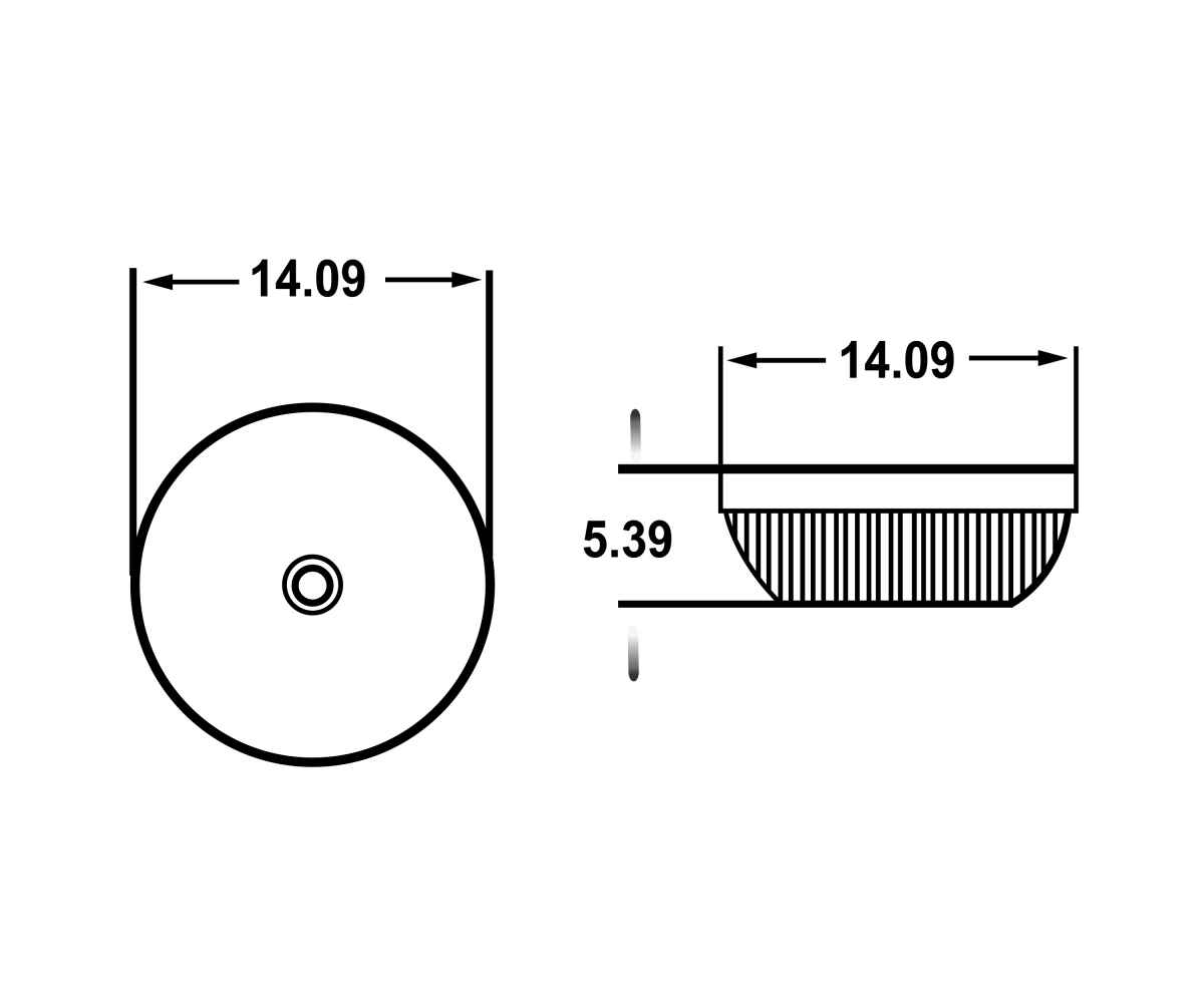 14.09-in. x 14.09-in. Round Bathroom Vessel Sink White Enamel Glaze