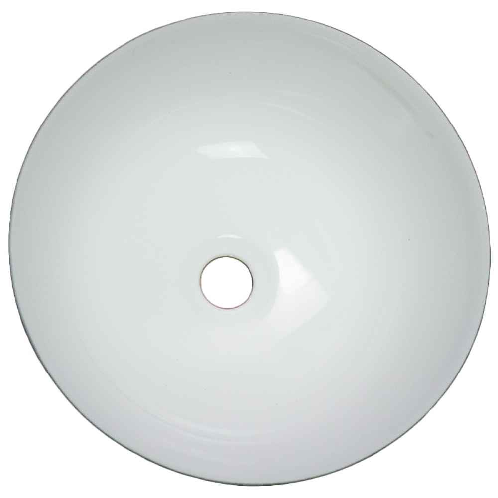 14.09-in. x 14.09-in. Round Bathroom Vessel Sink Black-White Enamel Glaze