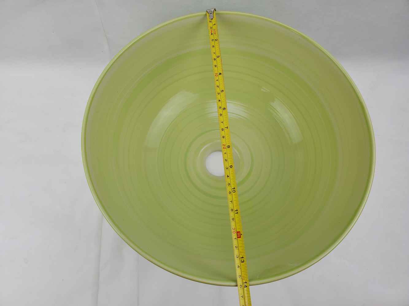 14.09-in. x 14.09-in. Round Bathroom Vessel Sink Olive Swirl Enamel Glaze