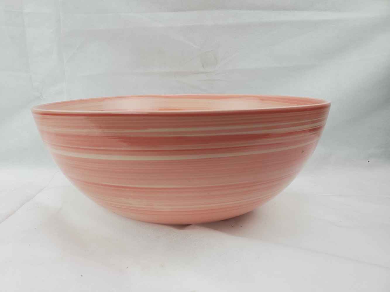 14.09-in. x 14.09-in. Round Bathroom Vessel Sink Red Swirl Enamel Glaze
