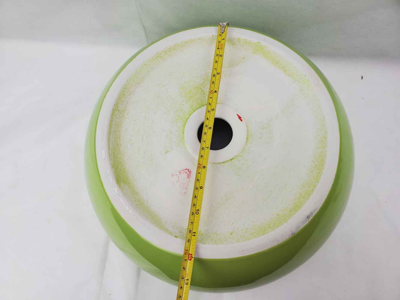 16.14-in. x 16.14-in. Round Bathroom Vessel Sink Olive-White Enamel Glaze
