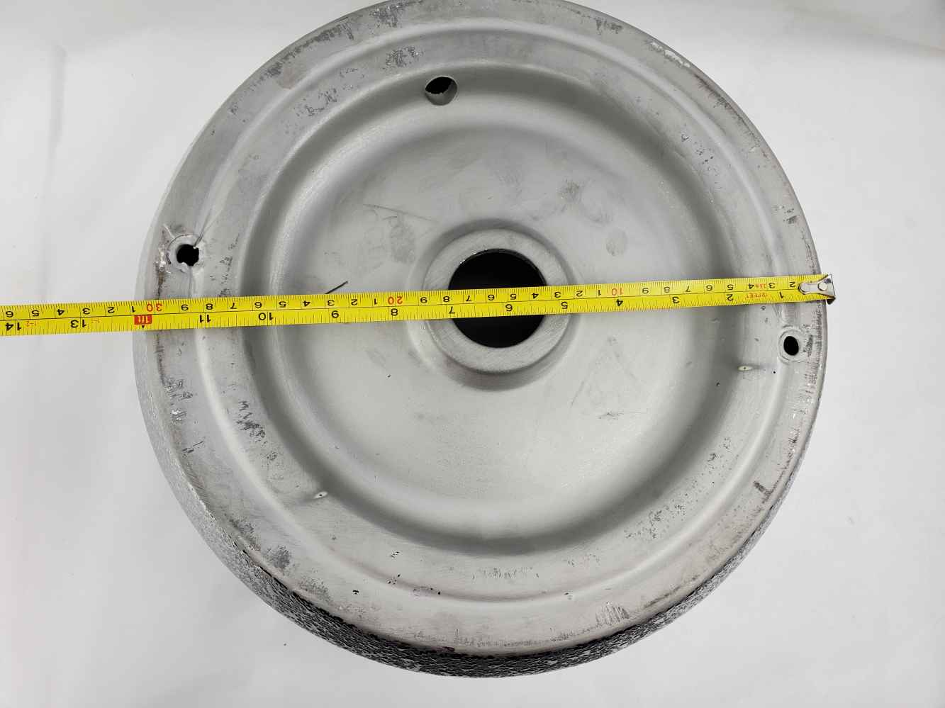 13.98-in. x 13.98-in. Round Bathroom Vessel Sink Silver Enamel Glaze