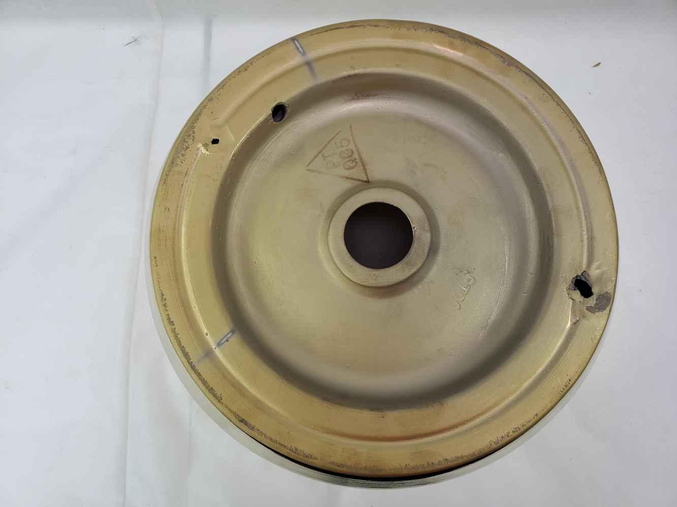 13.89-in. x 13.89-in. Round Bathroom Vessel Sink Gold Enamel Glaze