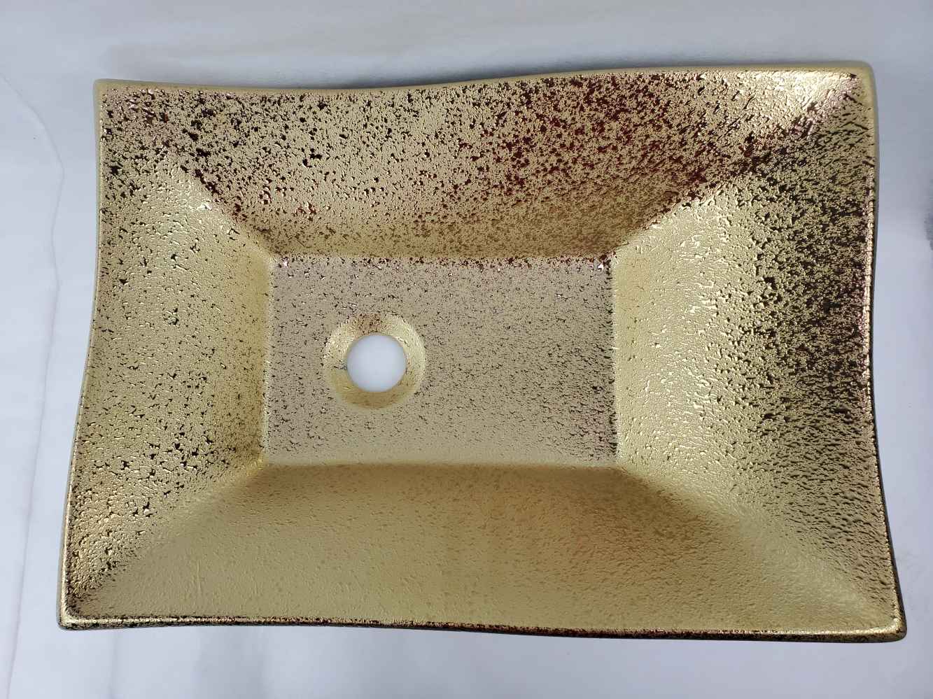 20.08-in. x 14.17-in. Rectangle Bathroom Vessel Sink Gold Enamel Glaze