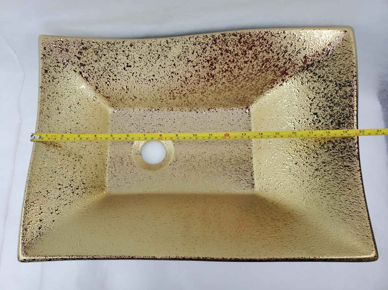 20.08-in. x 14.17-in. Rectangle Bathroom Vessel Sink Gold Enamel Glaze