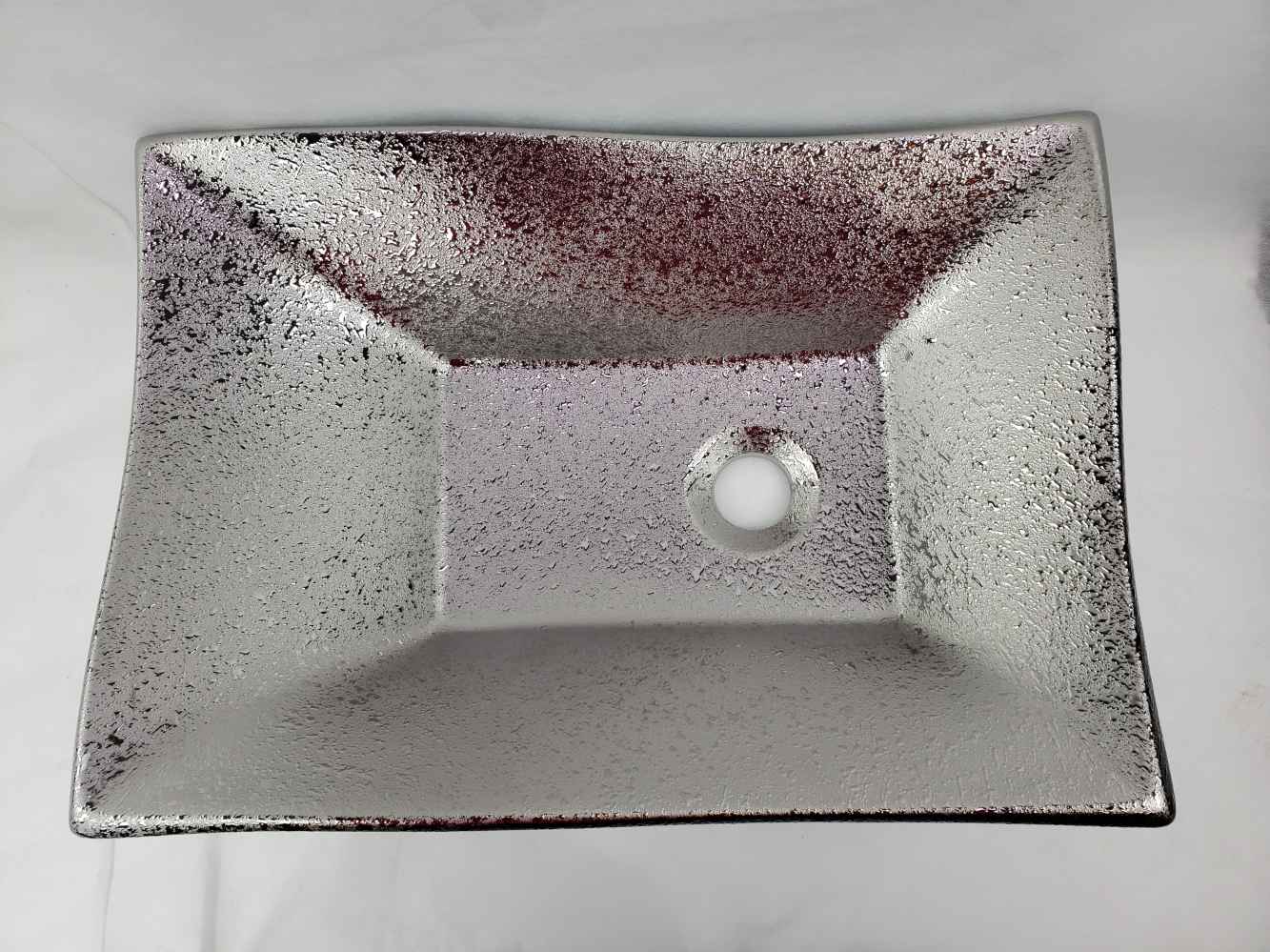 20.08-in. x 14.17-in. Rectangle Bathroom Vessel Sink Silver Enamel Glaze