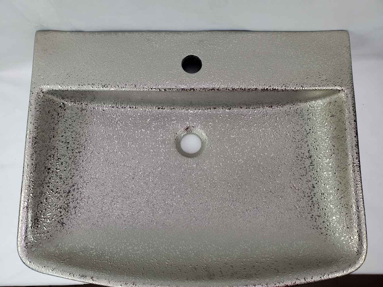 23.62-in. x 18.7-in. Rectangle Bathroom Vessel Sink Silver Enamel Glaze