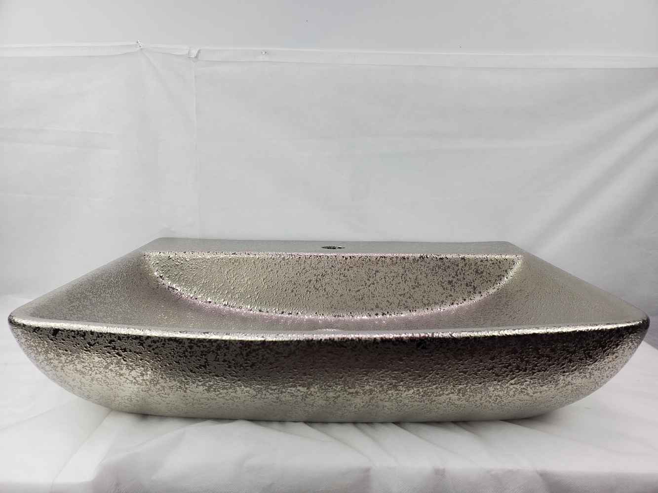 23.62-in. x 18.7-in. Rectangle Bathroom Vessel Sink Silver Enamel Glaze