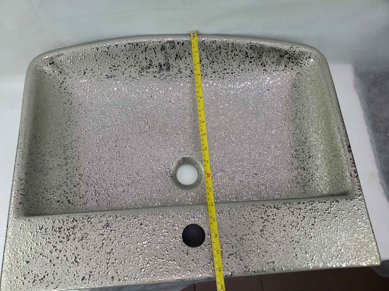 23.62-in. x 18.7-in. Rectangle Bathroom Vessel Sink Silver Enamel Glaze