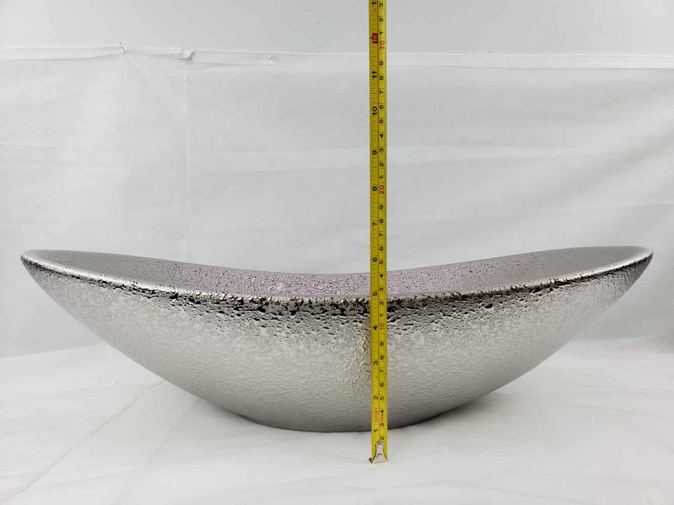 24.21-in. x 14.17-in. Oval Bathroom Vessel Sink Silver Enamel Glaze