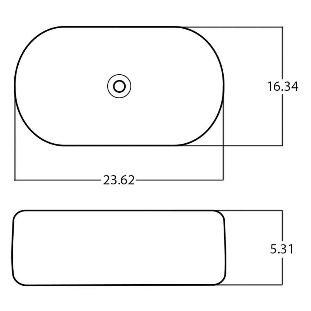 23.62-in. x 16.34-in. Oval Bathroom Vessel Sink White Enamel Glaze