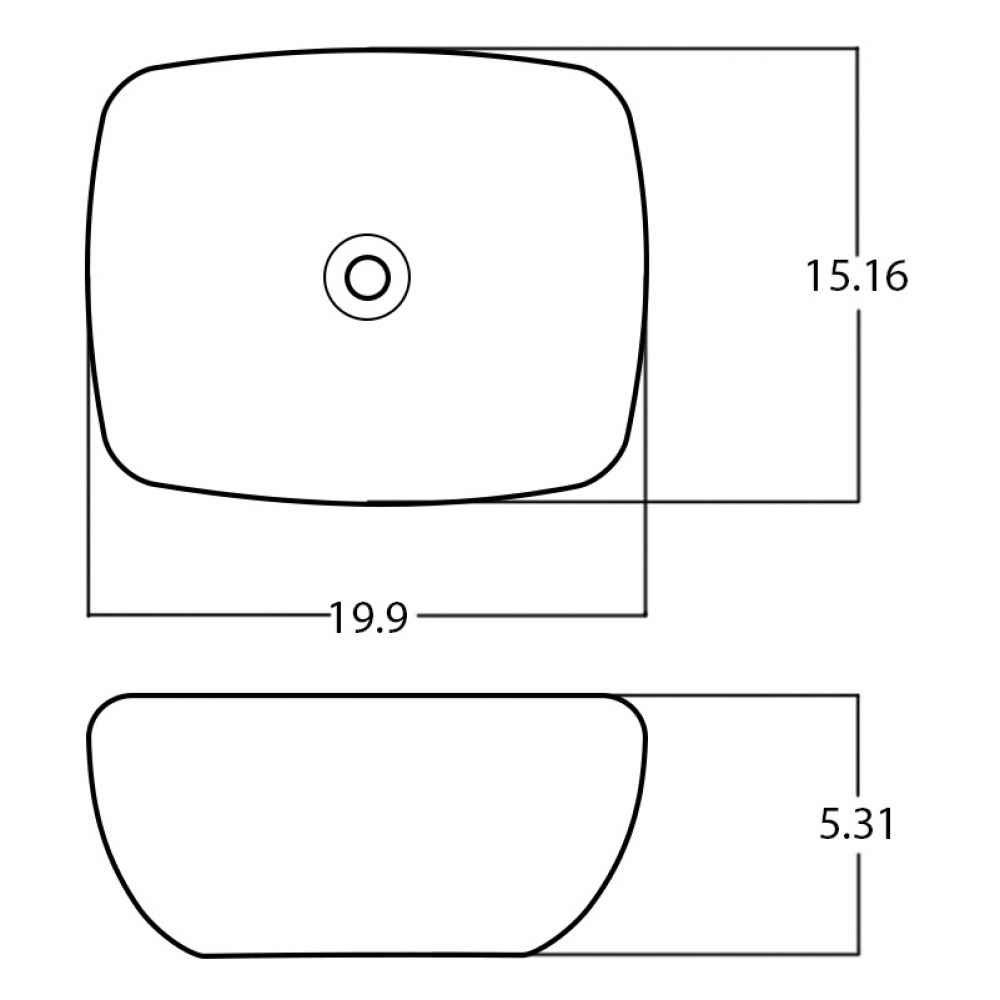 19.9-in. x 15.16-in. Rectangle Bathroom Vessel Sink White Enamel Glaze