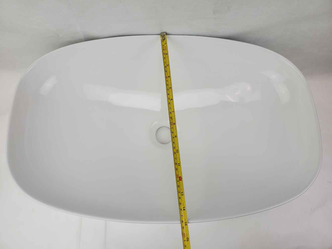23.62-in. x 15-in. Rectangle Bathroom Vessel Sink White Enamel Glaze