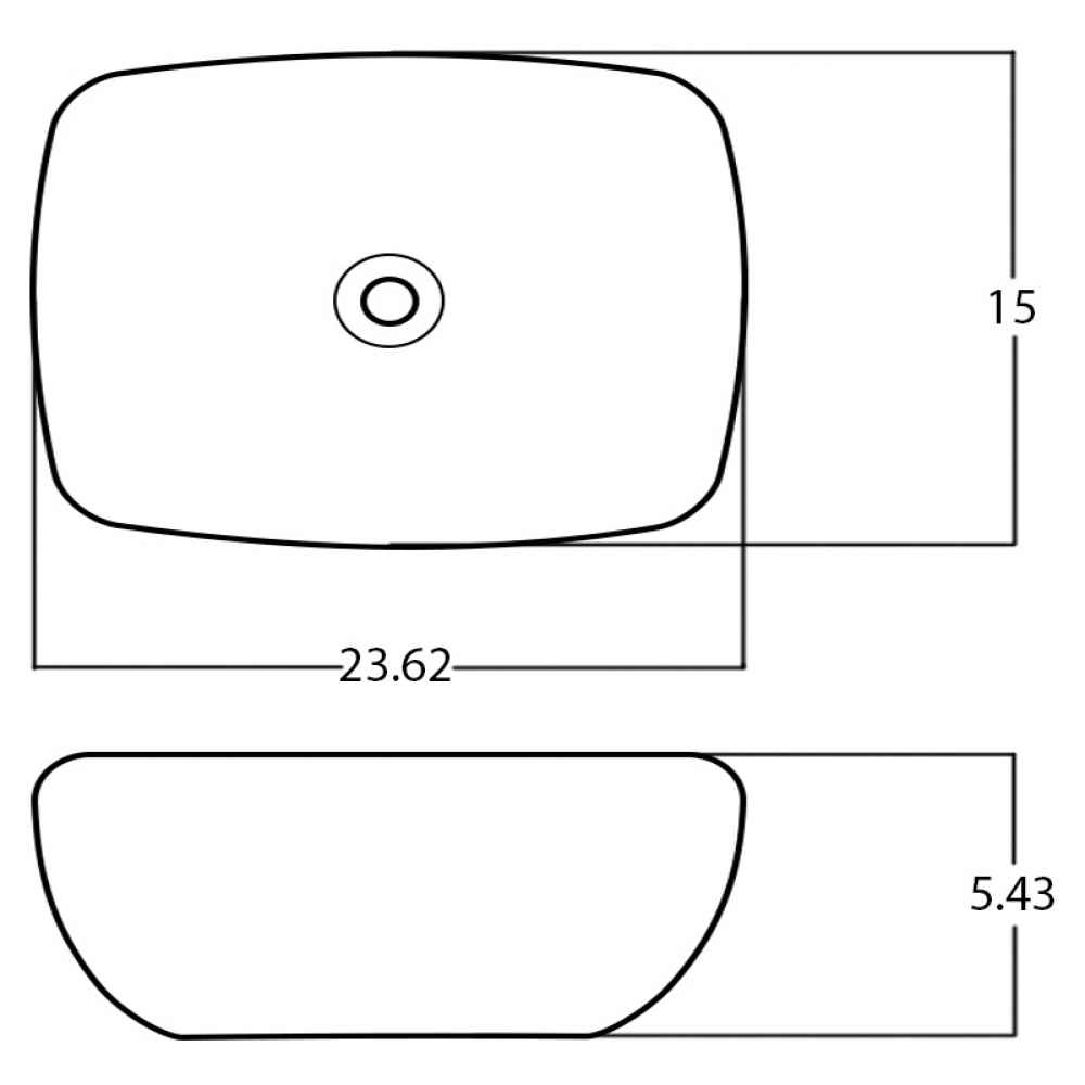 23.62-in. x 15-in. Rectangle Bathroom Vessel Sink White Enamel Glaze