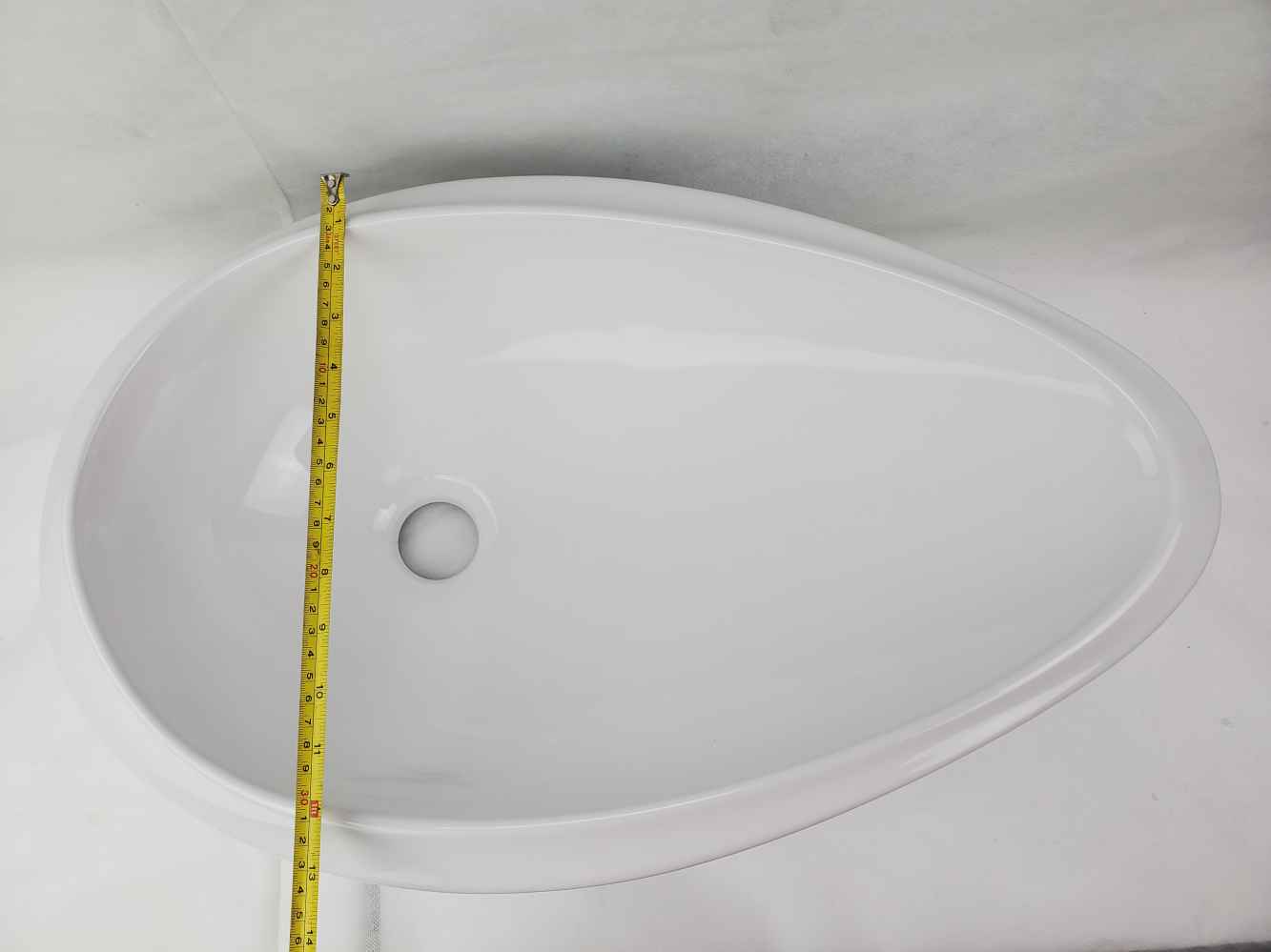 24.01-in. x 14.6-in. Oval Bathroom Vessel Sink White Enamel Glaze
