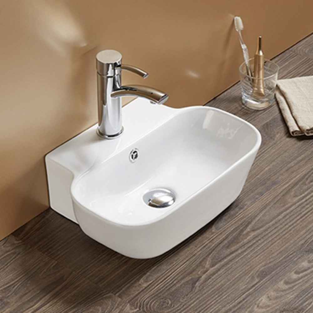 16.34-in. x 12.2-in. Rectangle Bathroom Vessel Sink White Enamel Glaze