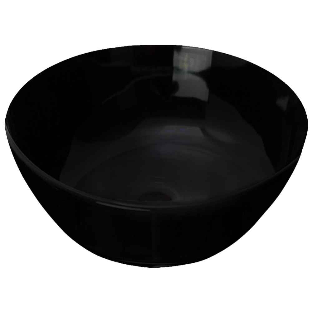 14.09-in. x 14.09-in. Round Bathroom Vessel Sink White Enamel Glaze
