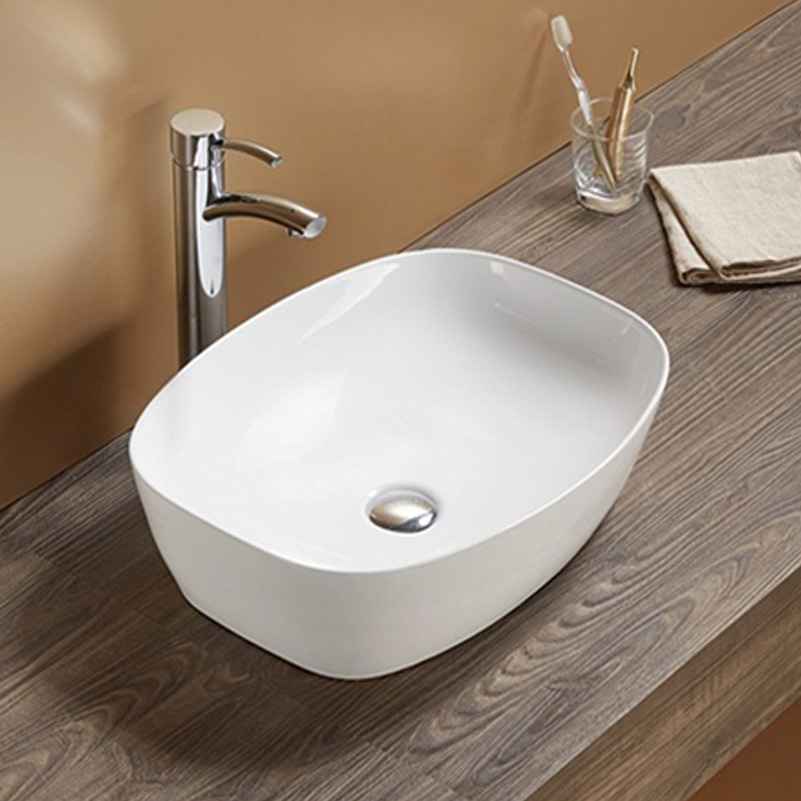 19.9-in. x 15.16-in. Rectangle Bathroom Vessel Sink White Enamel Glaze