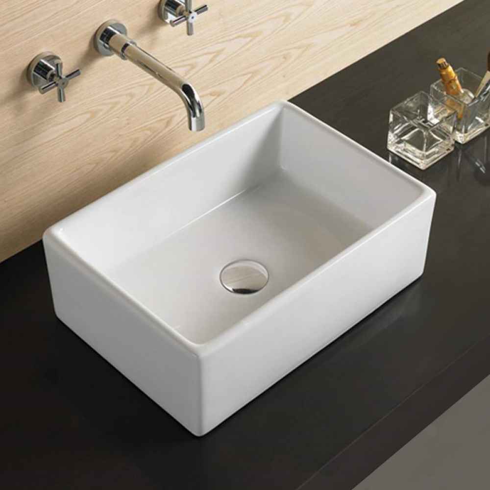 18.1-in. x 13-in. Rectangle Bathroom Vessel Sink White Enamel Glaze