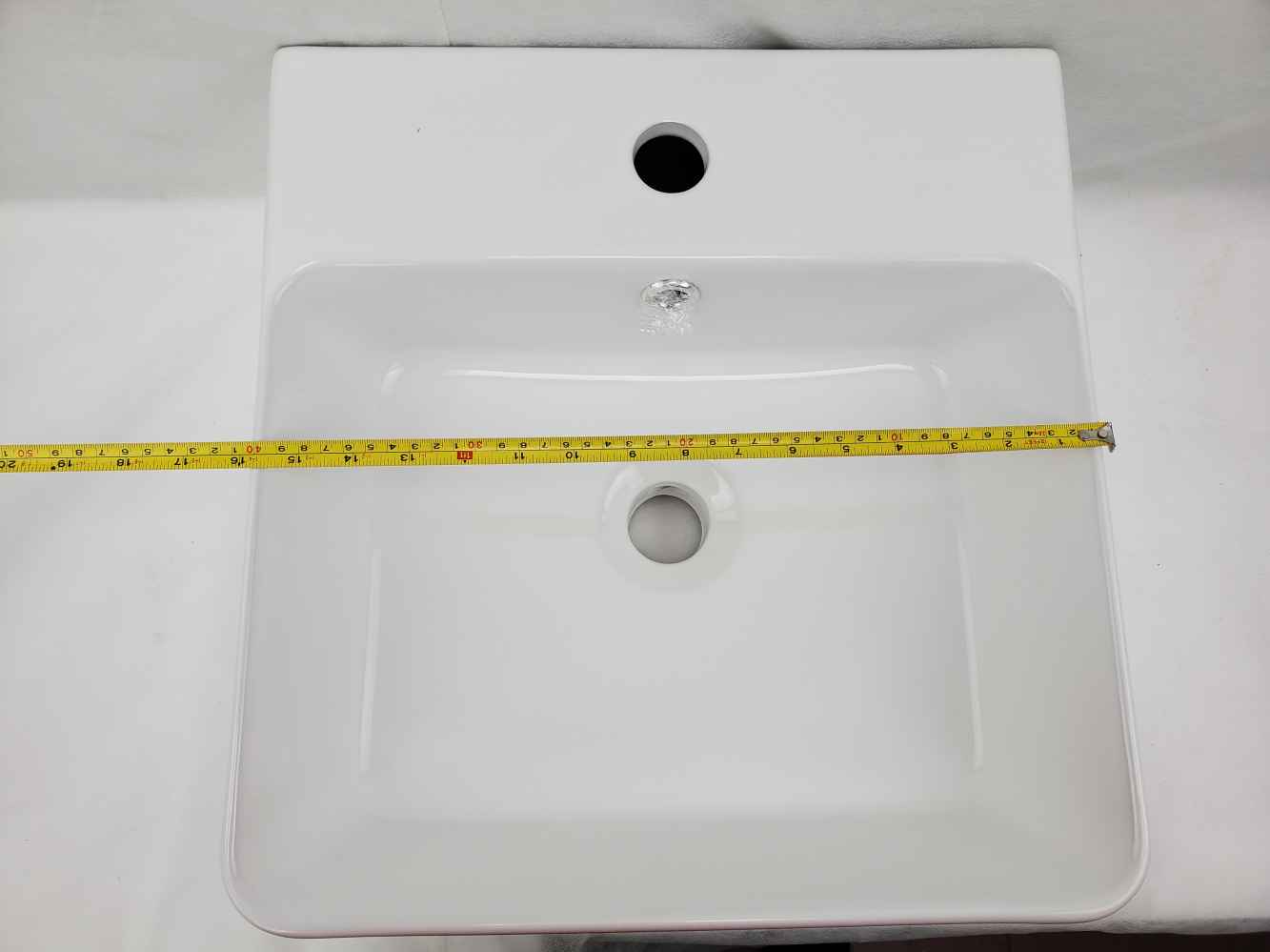 15.7-in. x 16.7-in. Rectangle Bathroom Vessel Sink White Enamel Glaze