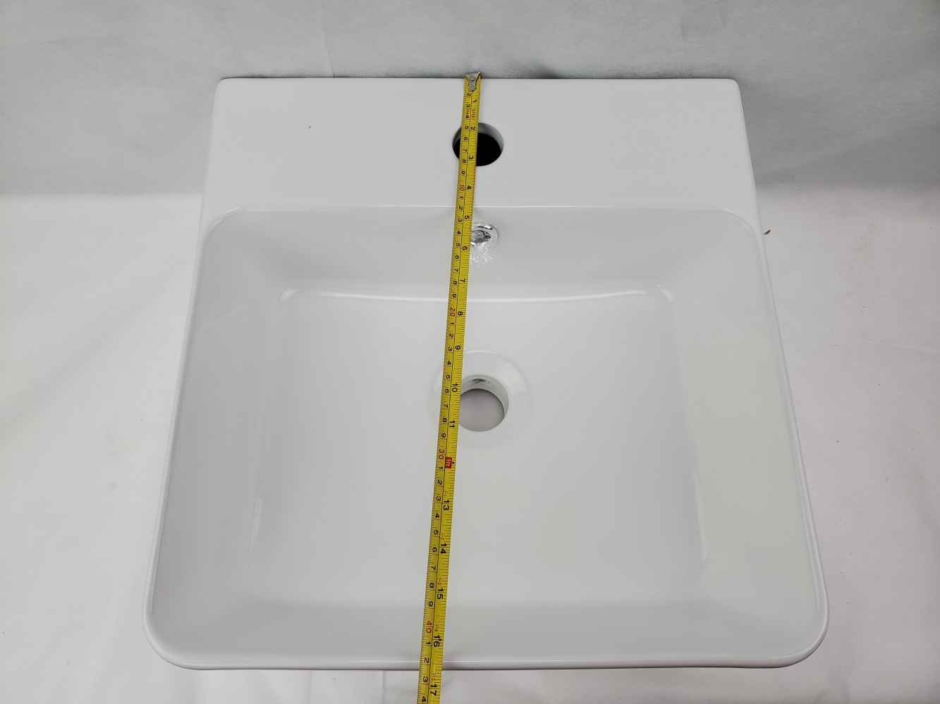 15.7-in. x 16.7-in. Rectangle Bathroom Vessel Sink White Enamel Glaze