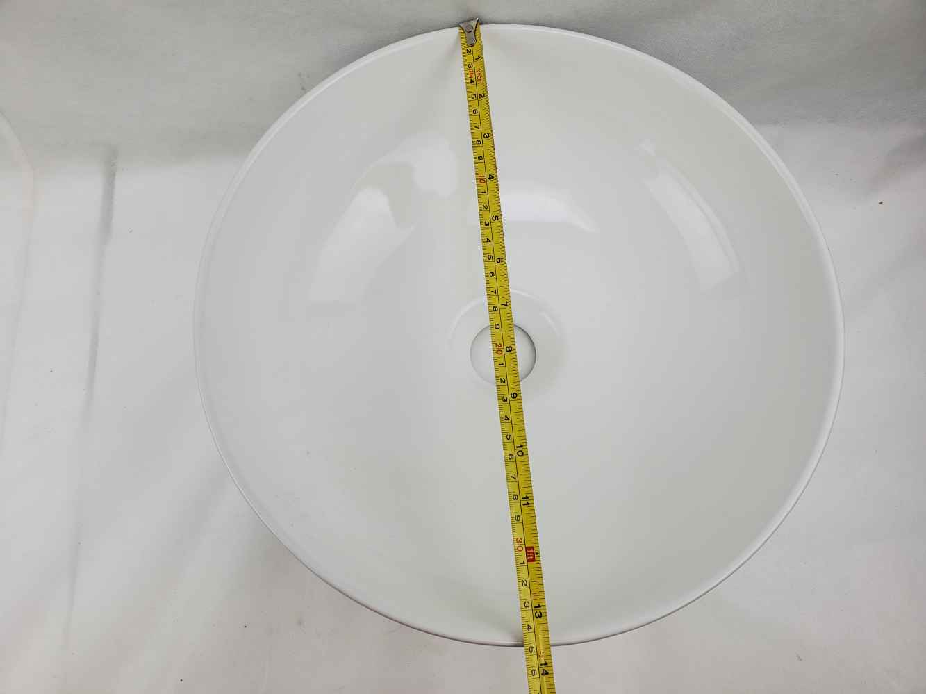 14-in. x 14-in. Round Bathroom Vessel Sink White Enamel Glaze