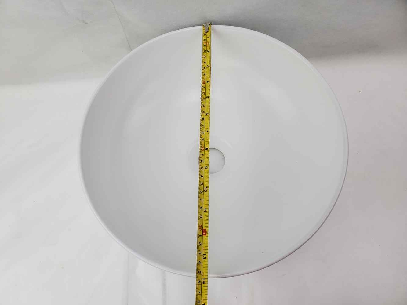 13.8-in. x 13.8-in. Round Bathroom Vessel Sink White Enamel Glaze