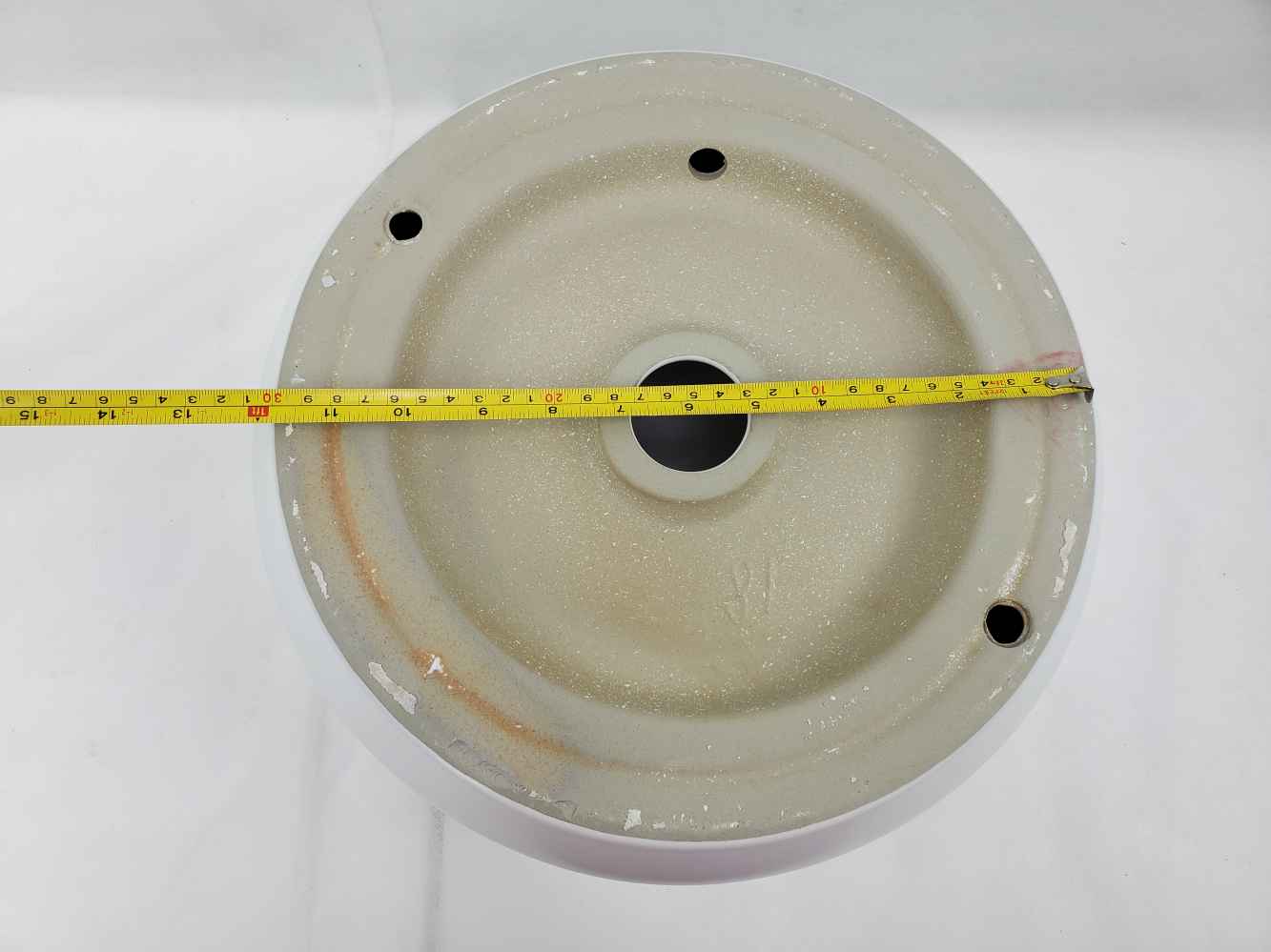 13.8-in. x 13.8-in. Round Bathroom Vessel Sink White Enamel Glaze