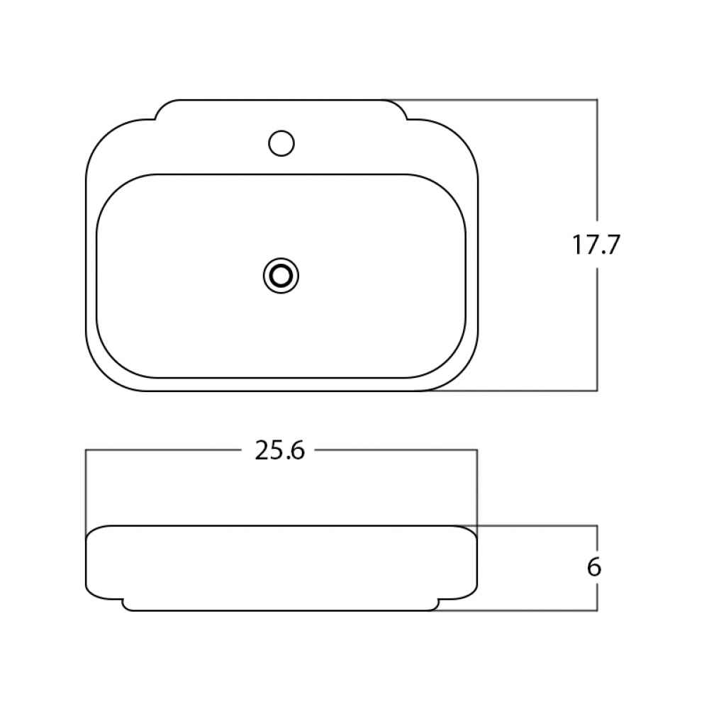 25.6-in. x 17.7-in. Rectangle Bathroom Vessel Sink White Enamel Glaze