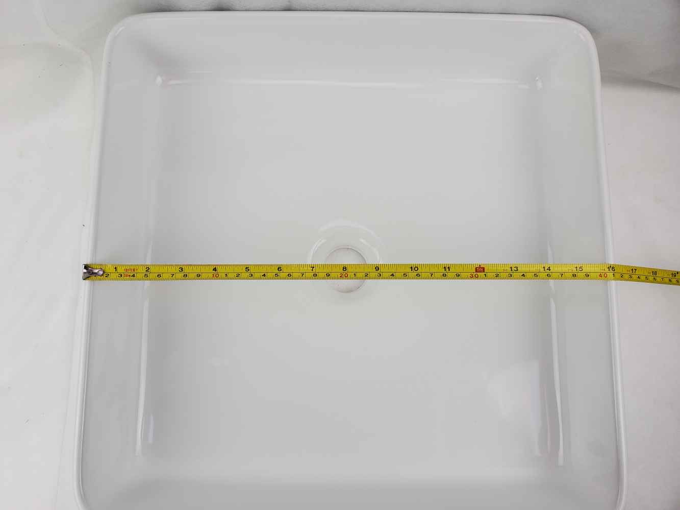 16.1-in. x 15.6-in. Rectangle Bathroom Vessel Sink White Enamel Glaze