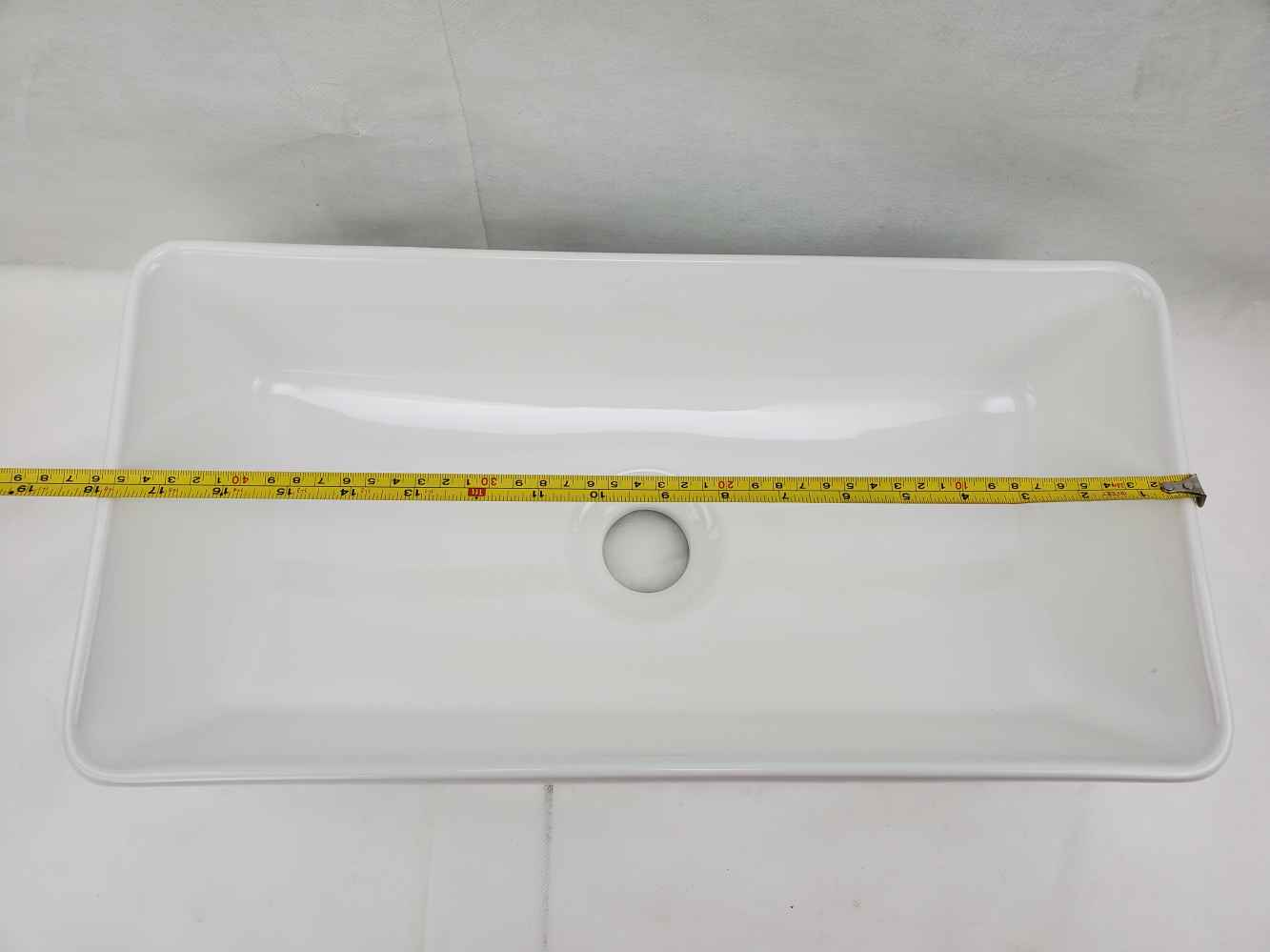 23.8-in. x 15-in. Rectangle Bathroom Vessel Sink White Enamel Glaze