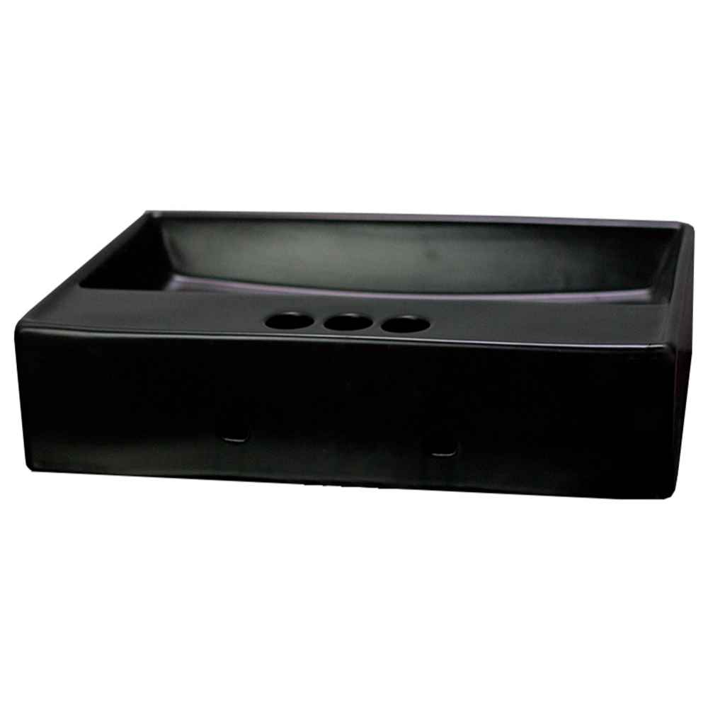19.7-in. x 13.8-in. Rectangle Bathroom Vessel Sink Black Enamel Glaze