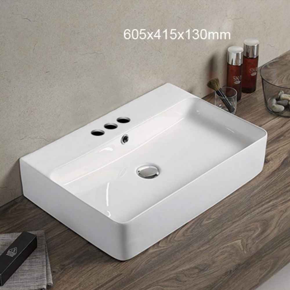 23.8-in. x 16.3-in. Rectangle Bathroom Vessel Sink White Enamel Glaze