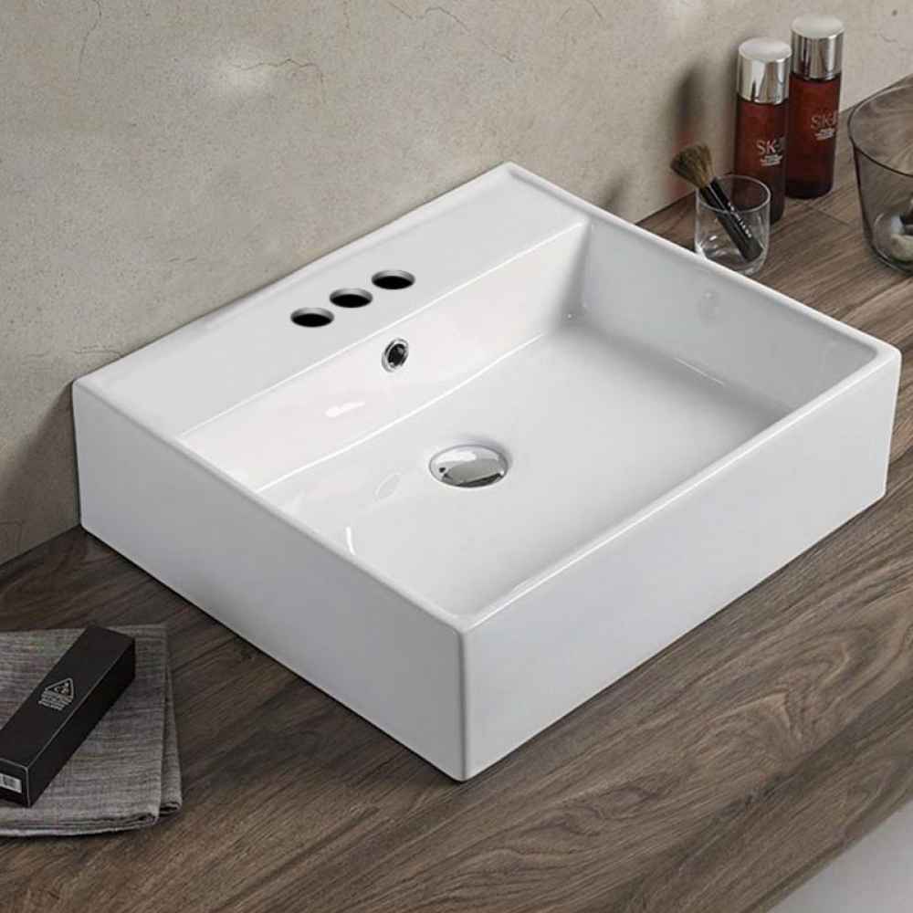 20.7-in. x 18.1-in. Rectangle Bathroom Vessel Sink White Enamel Glaze