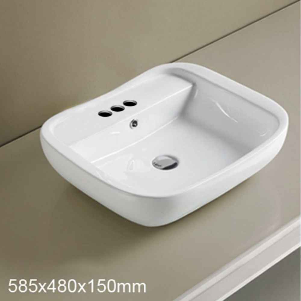 23-in. x 18.9-in. Rectangle Bathroom Vessel Sink White Enamel Glaze
