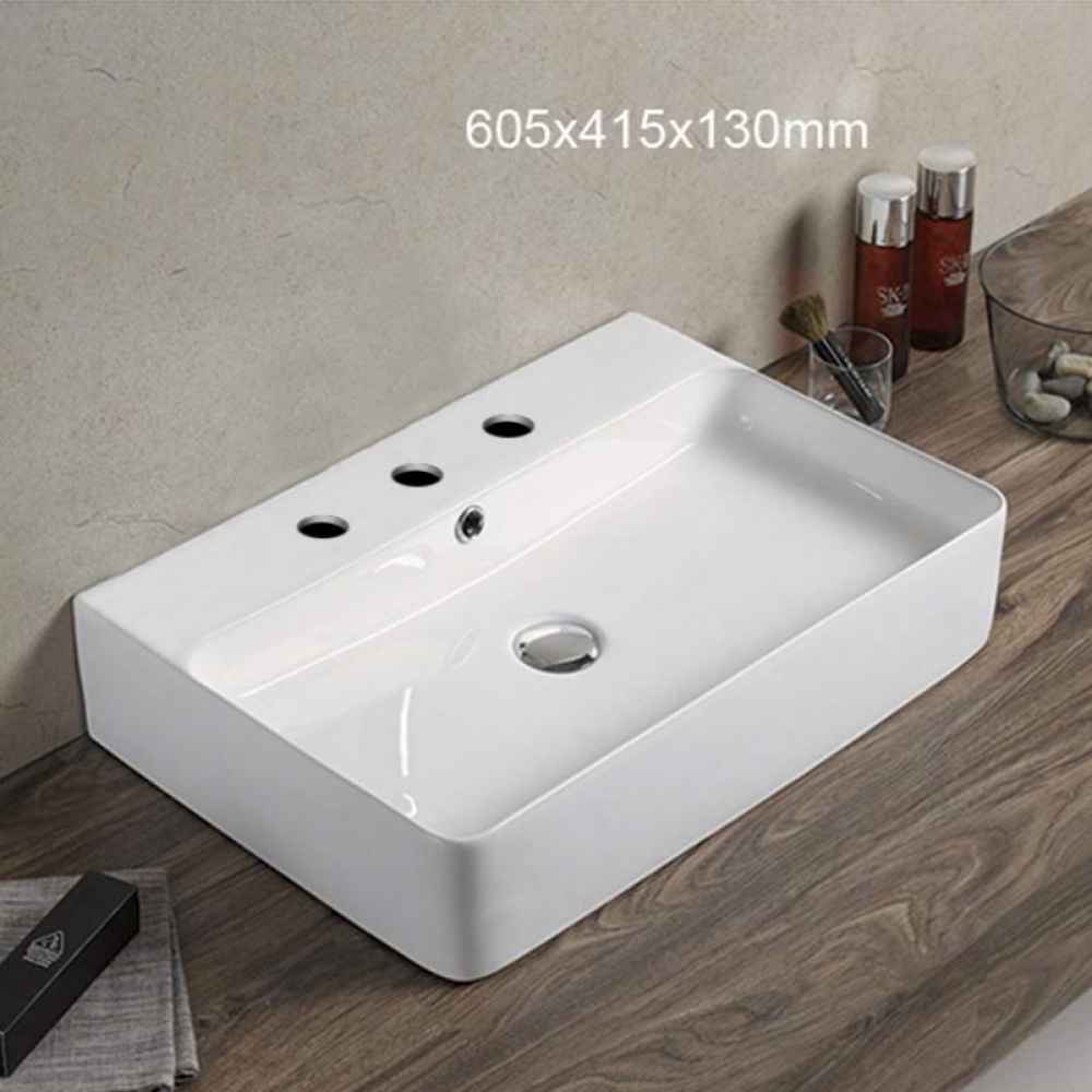23.8-in. x 16.3-in. Rectangle Bathroom Vessel Sink White Enamel Glaze