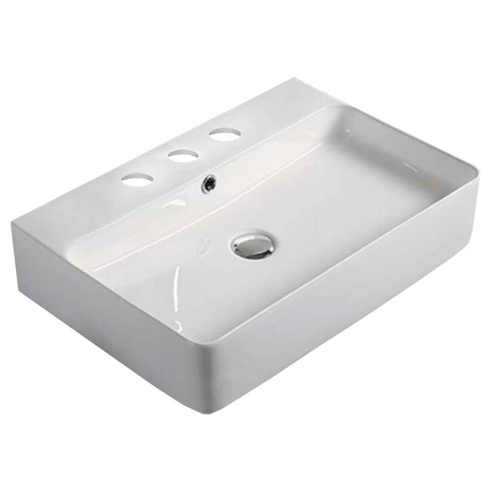 23.8-in. x 16.3-in. Rectangle Bathroom Vessel Sink White Enamel Glaze