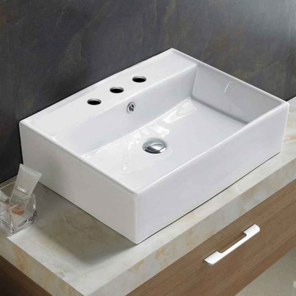 23.23-in. x 17.72-in. Rectangle Bathroom Vessel Sink White Enamel Glaze