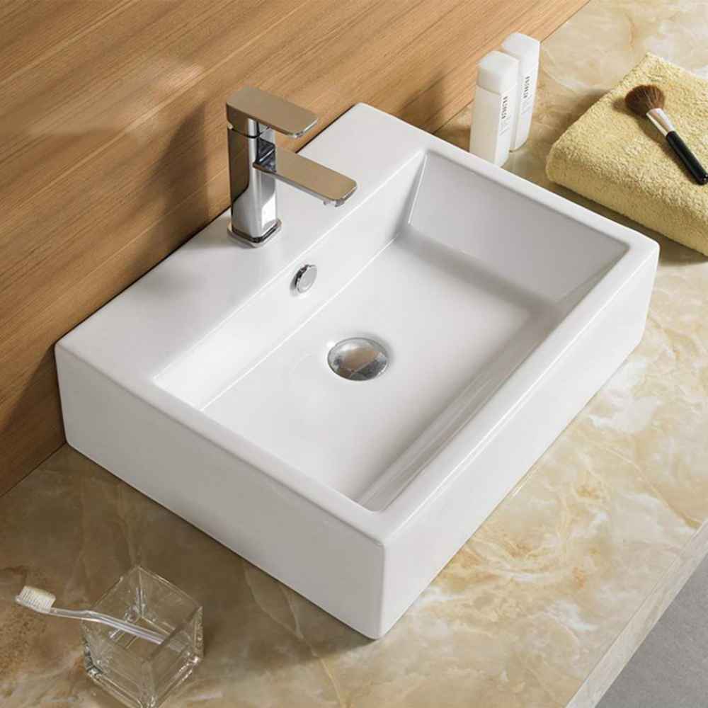 20.9-in. x 16.5-in. Rectangle Bathroom Vessel Sink White Enamel Glaze