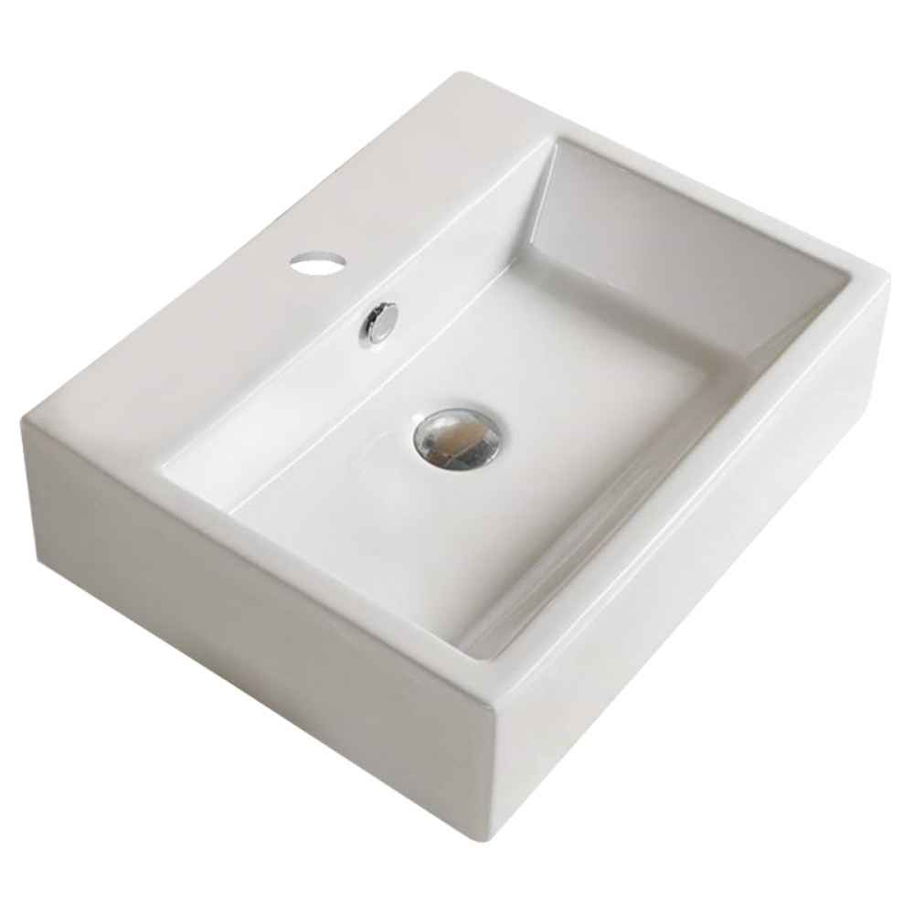 20.9-in. x 16.5-in. Rectangle Bathroom Vessel Sink White Enamel Glaze