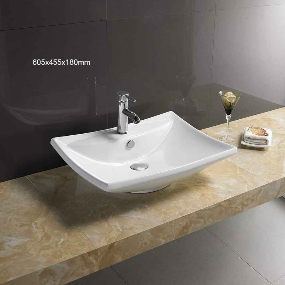 23.8-in. x 17.9-in. Rectangle Bathroom Vessel Sink White Enamel Glaze