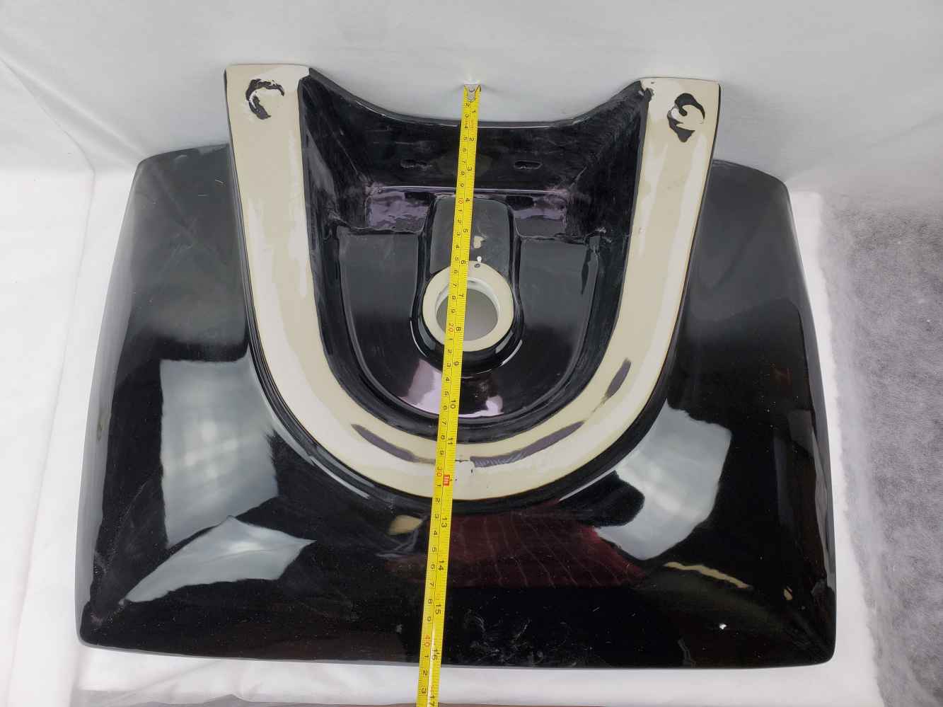 23.8-in. x 17.9-in. Rectangle Bathroom Vessel Sink Black-White Enamel Glaze