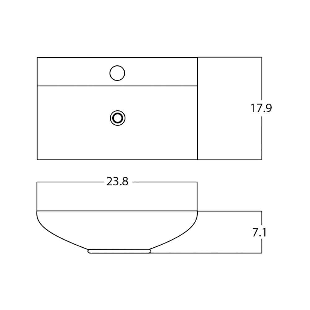 23.8-in. x 17.9-in. Rectangle Bathroom Vessel Sink White Enamel Glaze