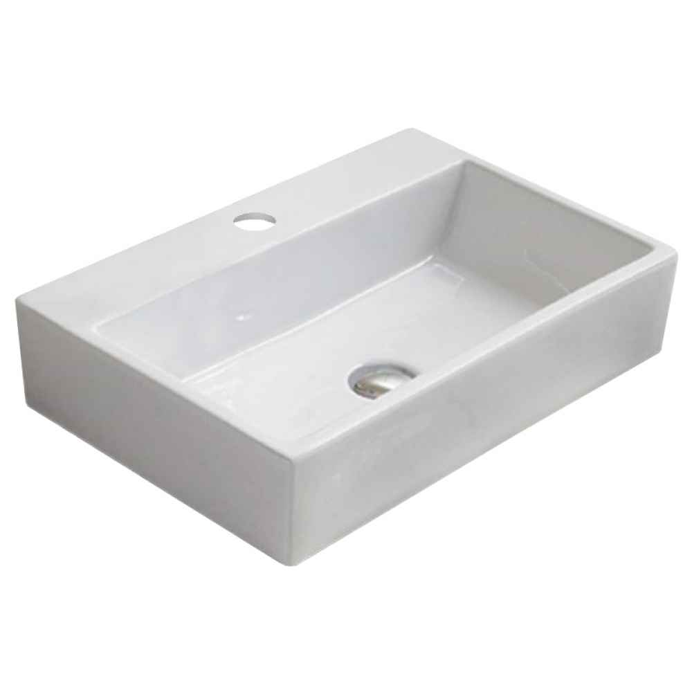 20.9-in. x 14.2-in. Rectangle Bathroom Vessel Sink White Enamel Glaze