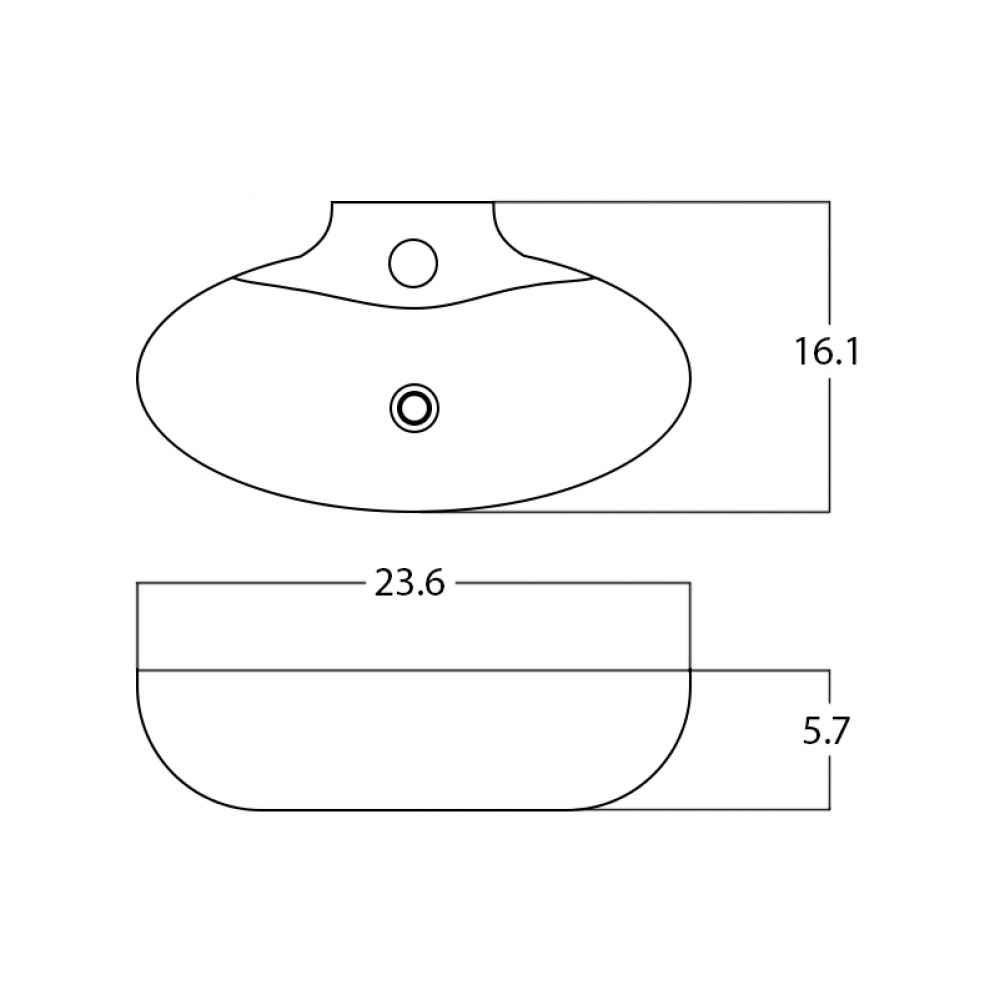 23.6-in. x 16.1-in. Oval Bathroom Vessel Sink White Enamel Glaze