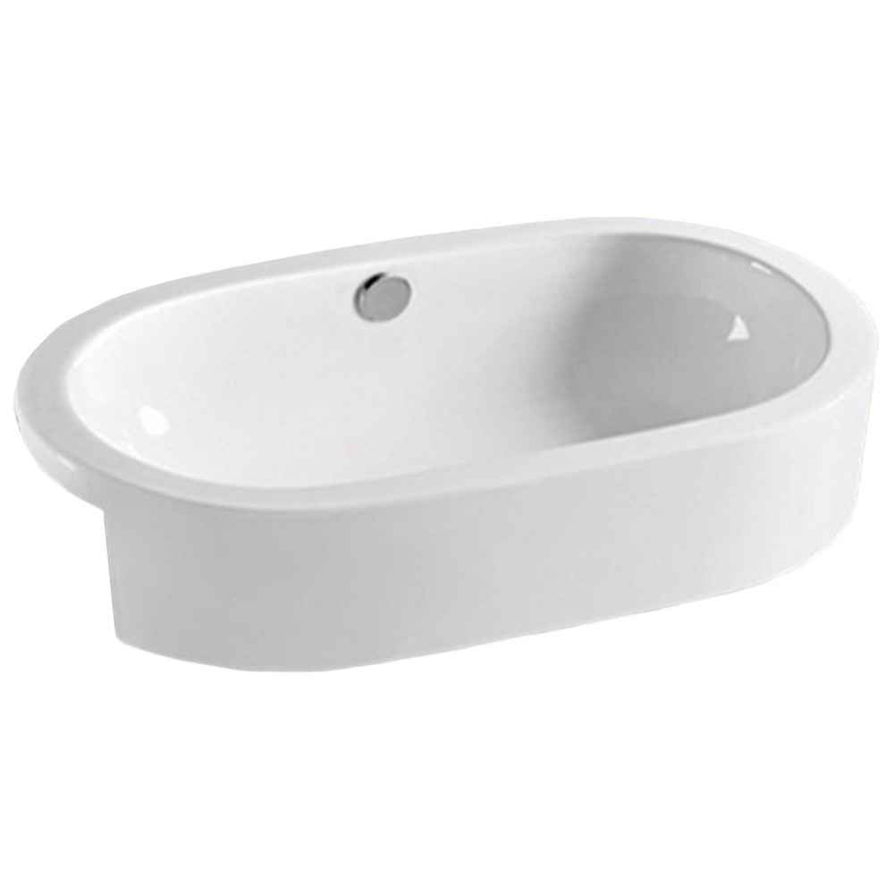 24.8-in. x 14.6-in. Oval Bathroom Vessel Sink White Enamel Glaze