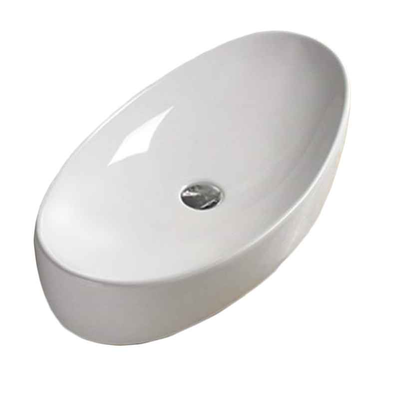 25.6-in. x 13.6-in. Oval Bathroom Vessel Sink White Enamel Glaze