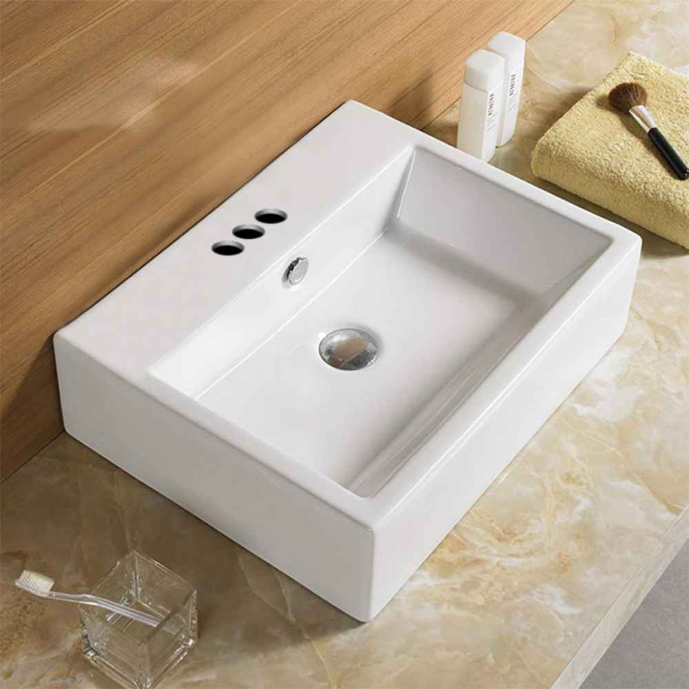 20.9-in. x 16.5-in. Rectangle Bathroom Vessel Sink White Enamel Glaze